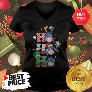 Cute Eeyore Ho Ho Ho Christmas V-Neck