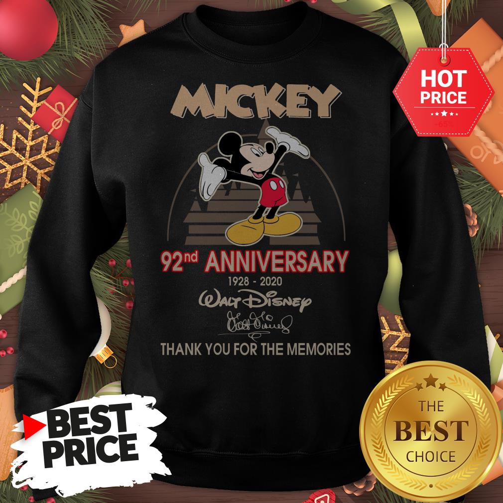 Mickey 92nd Anniversary 1928-2020 Thank You for The Memories Sweatshirt Mickey 92nd Anniversary 1928-2020 Thank You for The Memories Sweatshirt