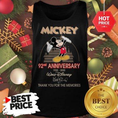 Mickey 92nd Anniversary 1928-2020 Thank You for The Memories Tank Top