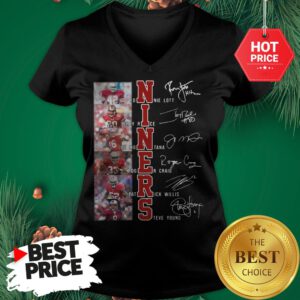 Niners Signatures Ronnie Lott Jerry Rice San Francisco 49ers V-Neck