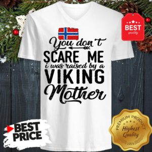 Norwegian Flag You Don't Scare Me I Was Raised By A Viking Mother V-Neck
