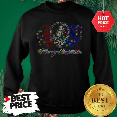 Official Grateful Dead Leopard Buffalo Plaid Merry Christmas Sweatshirt