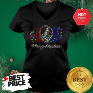 Official Grateful Dead Leopard Buffalo Plaid Merry Christmas V-Neck