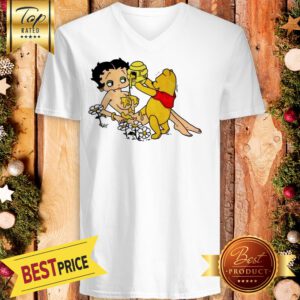 Winnie The Pooh Pouring Honey On Betty Boop V-Neck