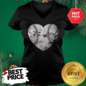 Baseball Heart Distressed Gift For Baseball Mom V-Neck