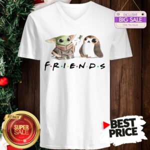 Funny Baby Yoda Frog And Penguin Friends V-Neck