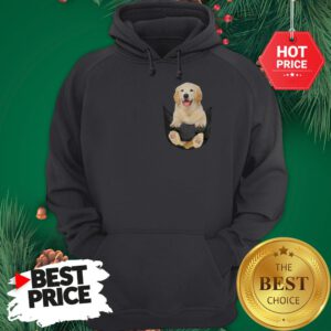 Funny Golden Retriever In Pocket Puppy Hoodie