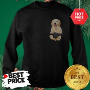 Funny Golden Retriever In Pocket Puppy Sweatshirt