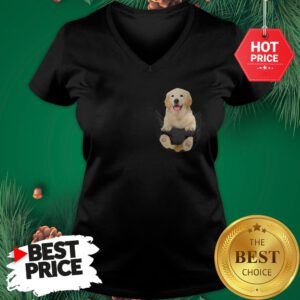 Funny Golden Retriever In Pocket Puppy V-Neck