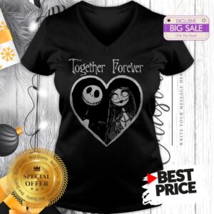 Heart Jack Skellington Love Sally Together Forever V-Neck