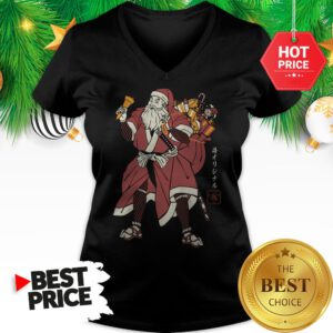 Hot Santa Samurai Funny V-Neck