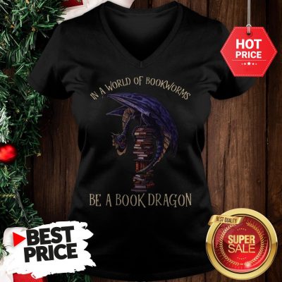 In A World Of Bookworms Be A Book Dragon V-Neck