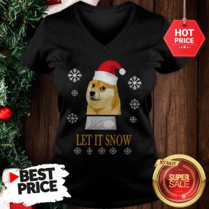 Official Cute Santa Doge Let It Snow Christmas V-Neck