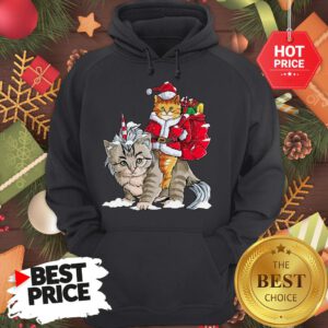 Official Funny Santa Riding Cat Ugly Sweater Christmas Gift Hoodie