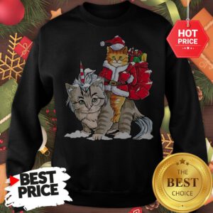 Official Funny Santa Riding Cat Ugly Sweater Christmas Gift Sweatshirt