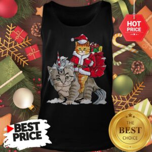Official Funny Santa Riding Cat Ugly Sweater Christmas Gift Tank Top