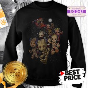 Official Happy Rocket Raccoon Riding Baby Groots Reindeer Christmas Sweatshirt