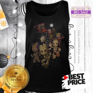 Official Happy Rocket Raccoon Riding Baby Groots Reindeer Christmas Tank Top