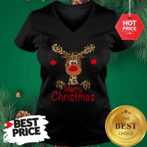 Official Leopard Reindeer Merry Christmas Funny V-Neck