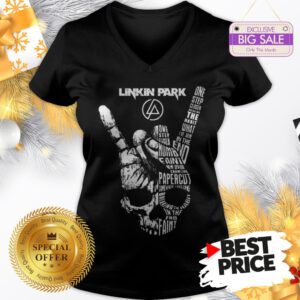 Official Like Top Linkin Park Rock Sign Skull V-Neck