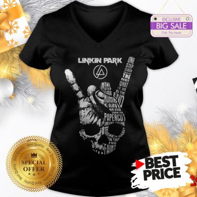 Official Like Top Linkin Park Rock Sign Skull V-Neck