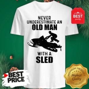 Official Never Underestimate An Old Man With A Sled V-Neck