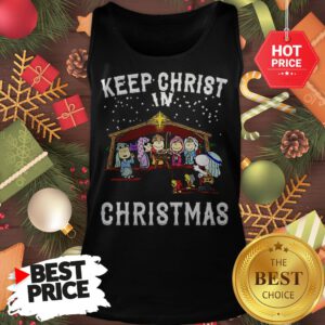Official Peanuts Characters Keep Christ In Christmas Snoopy Charlie Brown Tank Top