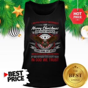 Official Politically Incorrect Merry Christmas God Bless America Eagle I Am Tank Top