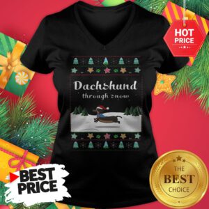 Official Santa Dachshund Through Snow Ugly Christmas V-Neck