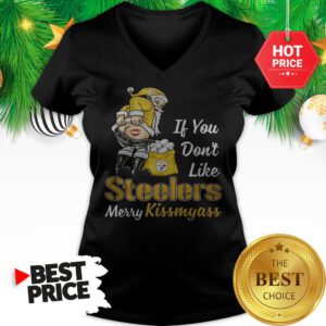 Official Santa If You Don’t Like Pittsburgh Steelers Merry Kissmyass V-Neck