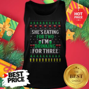 Official Santa She’s Eating For Two I’m Drinking For Three Ugly Christmas Tank Top