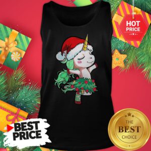 Official Santa Unicorn Christmas Tree Dance A Wonderful Tank Top