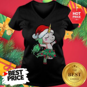 Official Santa Unicorn Christmas Tree Dance A Wonderful V-neck