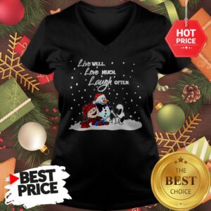 Official Snoopy Charlie Brown Live Well Love Much Laugh Often Christmas V-Neck