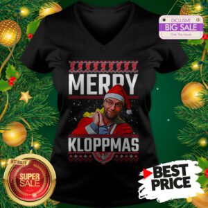 Official Something Merry Kloppmas Jurgen Klopp LFC Ugly Christmas V-Neck