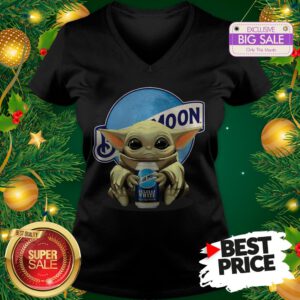 Official Sunday Baby Yoda Hug Blue Moon Star Wars V-Neck