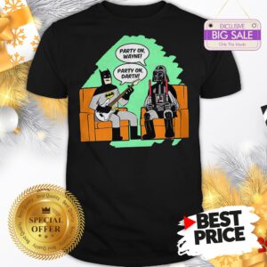 Official Top Mens Batman And Darth Vader Party On Wayne Party On Darth Shirt