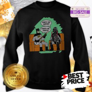 Official Top Mens Batman And Darth Vader Party On Wayne Party On Darth Sweatshirt