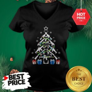 Official White Assault Rifle Handgun Christmas Gift Tree V-Neck