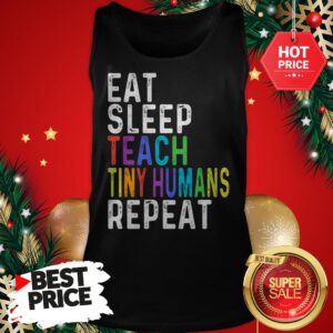 Official Wonderful Eat Sleep Teach Tiny Humans Repeat LGBT Tank Top