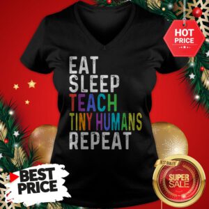 Official Wonderful Eat Sleep Teach Tiny Humans Repeat LGBT V-Neck