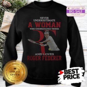 Official Wonderful Never Underestimate A Woman Who Tennis Loves Roger Federer Sweatshirt