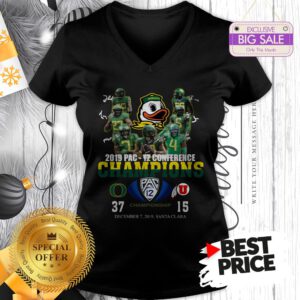 Oregon Ducks 2019 Pac 12 Conference Championship 37 Or 15 V-Neck