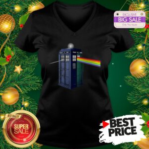 Pink Floyd Doctor Who Tardis Dark Side Of The Booth V-Neck