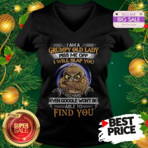 Pretty Owl I Am A Grumpy Old Lady Piss Me Off I Will Slap You So Hard V-Neck