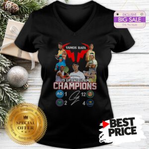 Rafael Nadal Vamos Rafa 19 Grand Slam Champions Signature V-Neck