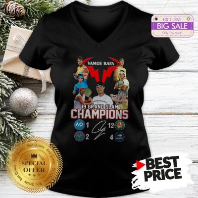Rafael Nadal Vamos Rafa 19 Grand Slam Champions Signature V-Neck