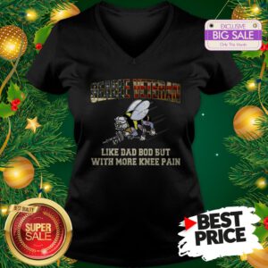 Seabee Veteran Like Dad Bod But With More Knee Pain USA Flag V-Neck