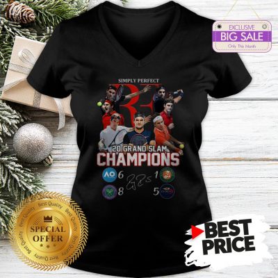 Simply Perfect Roger Federer 20 Grand Slam Champions Signature V-Neck