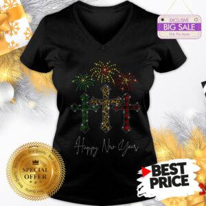 The Pretty Cross Jesus Happy New Year Fireworks V-Neck